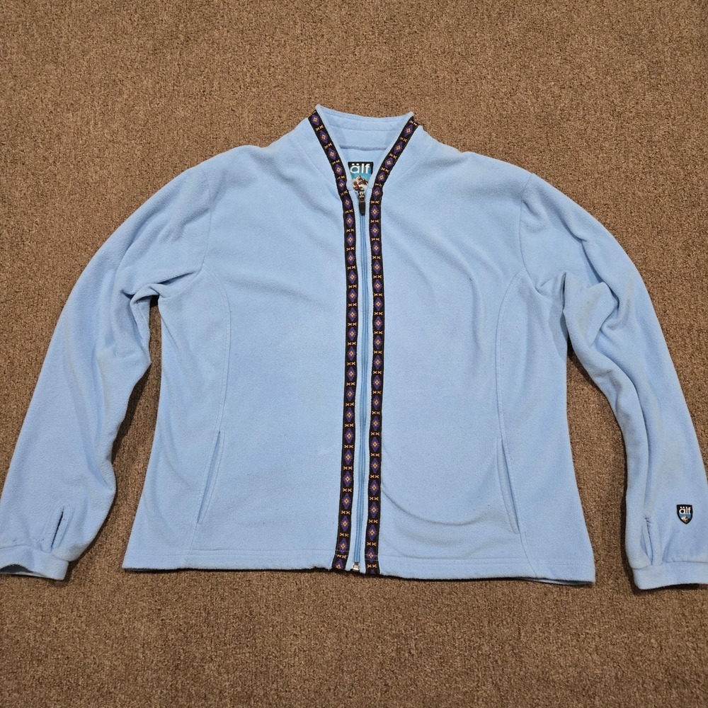 Vintage Kuhl Alf Fleece‎ Jacket Womens Large Blue Microchamois Geometric Aztec